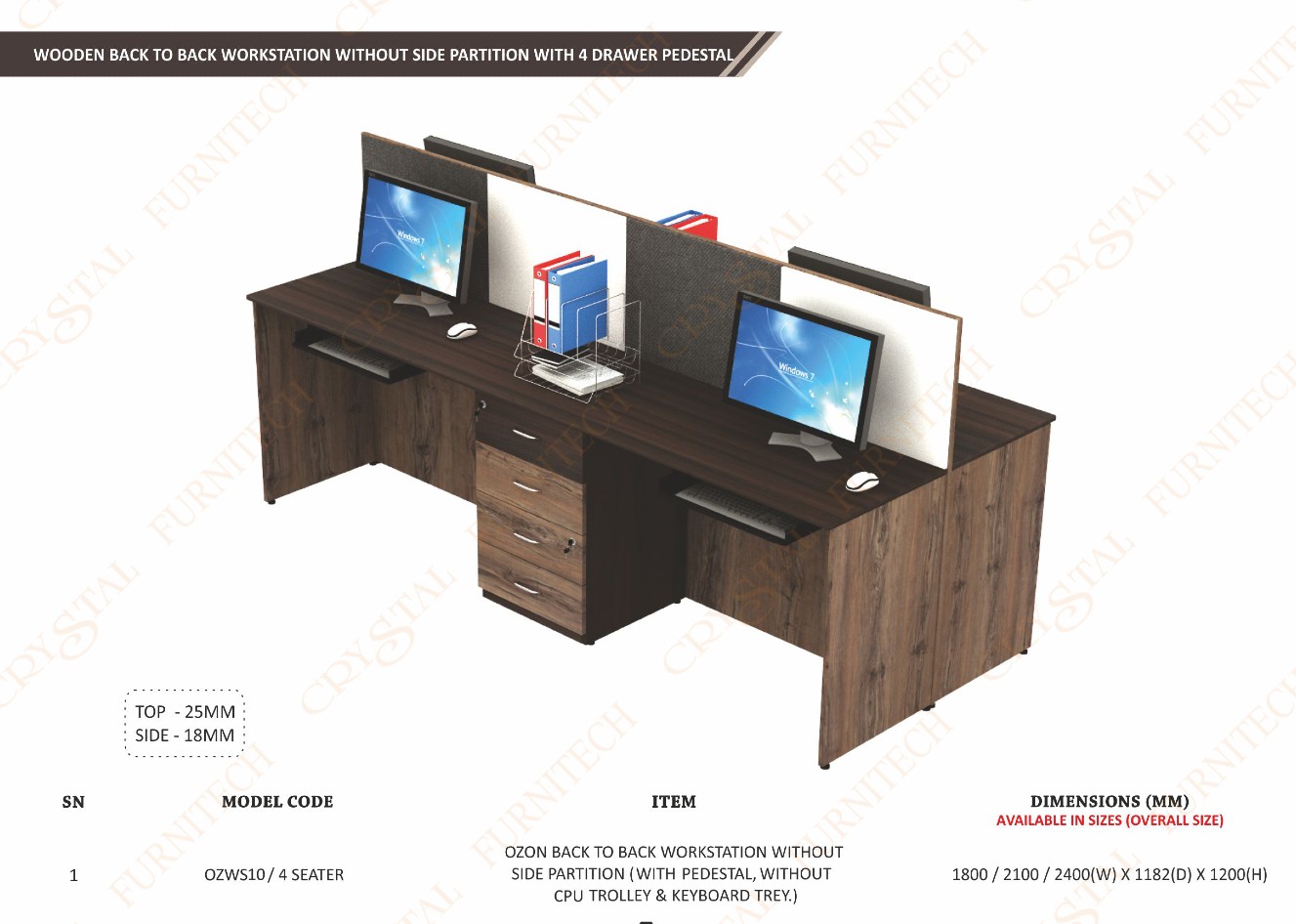 Wooden Back to Back Workstation without side partition