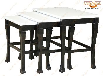 Center Table with PU white Top & wooden leg Melamine Polish (CSI 47ABC)